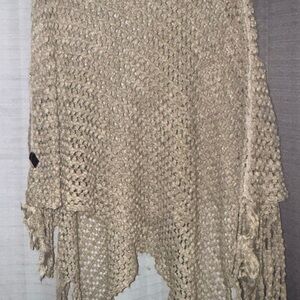 Elegant Beige Knit Poncho